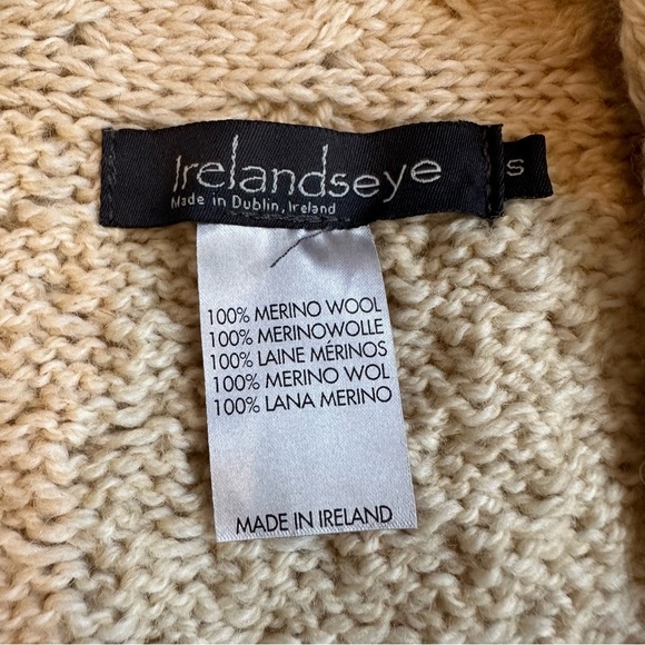 Irelandseye Glenross Waterfall Cardigan Natural Merino Wool Ireland Women’s Sz S - Picture 9 of 10
